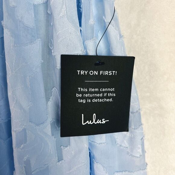 Lulus Sweet Sophistication Light Blue Burnout Floral Maxi Dress Size S NWT - Picture 10 of 15